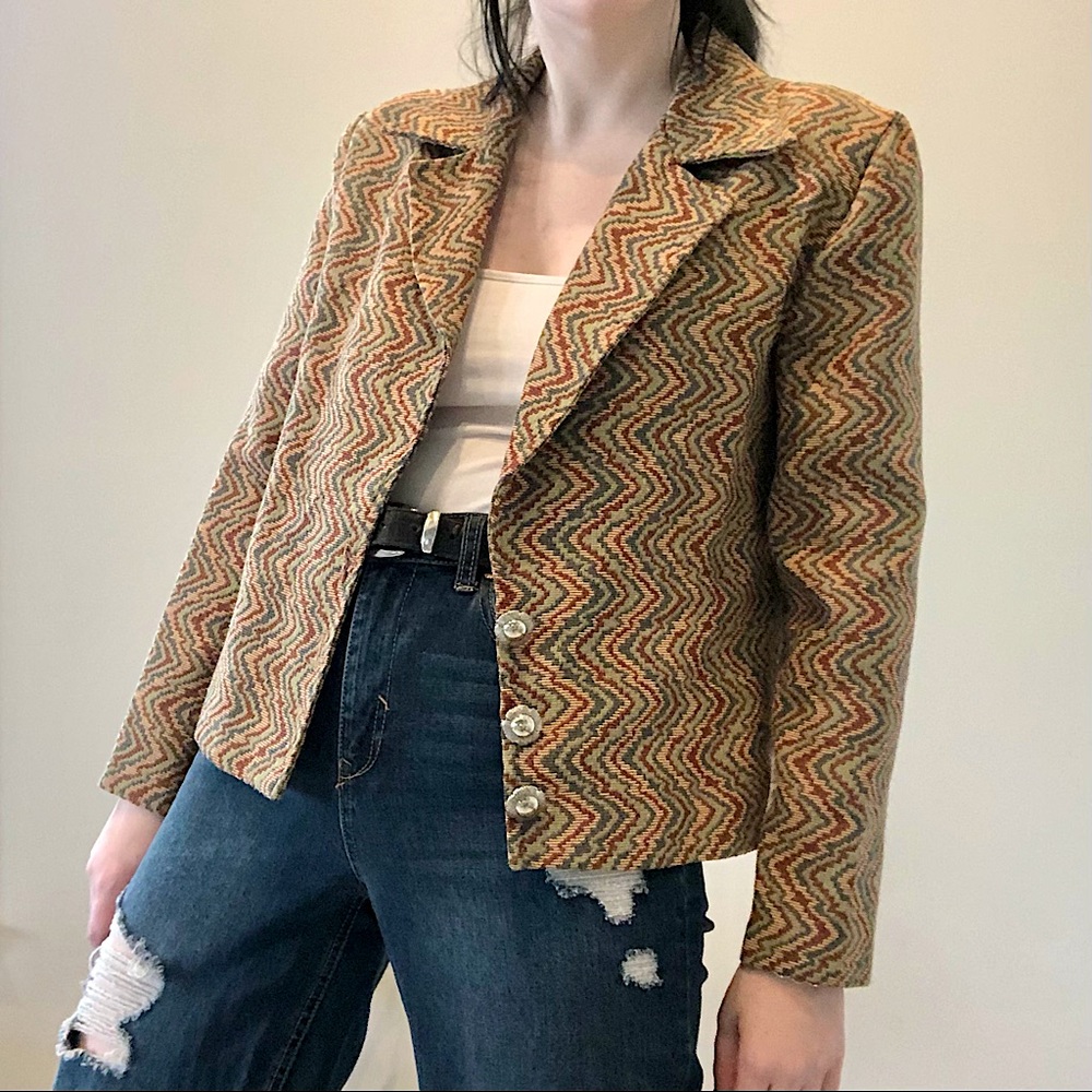 Vintage 80’s Psychedelic Tapestry Jacket Southwestern Woven Blazer